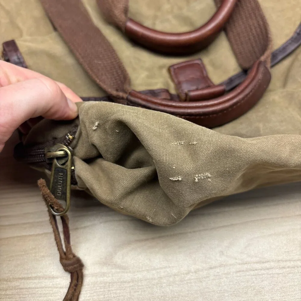 Duluth Trading‎ Company Oil Cloth Day Tote Bag Brown Expandable Durable